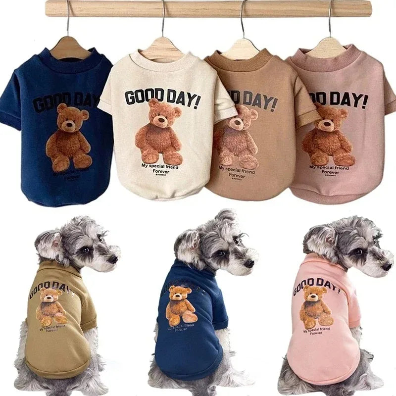 ๐ป Cute Bear Pattern Winter Dog Sweatshirt โ Cozy Pullover for Small & Medium Pets