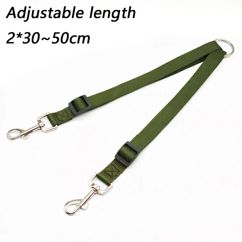 Double Twin Dog Leash Coupler – Adjustable V-Shape Nylon Lead for Walking 2 Dogs