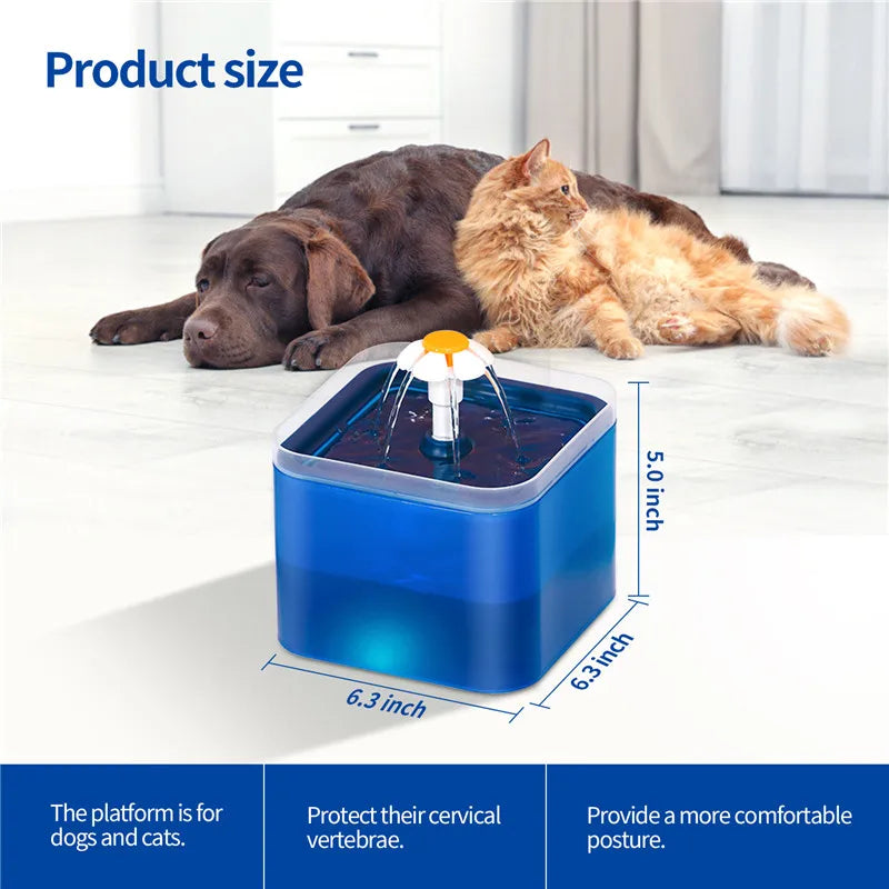 2L Automatic Pet Water Fountain with LED Light – USB Cat & Dog Water Dispenser with Recirculating Filter