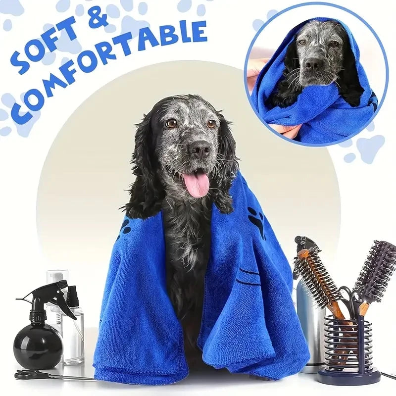 2pcs Soft Microfiber Dog Towels – Quick-Dry & Absorbent Pet Bath and Grooming Towels