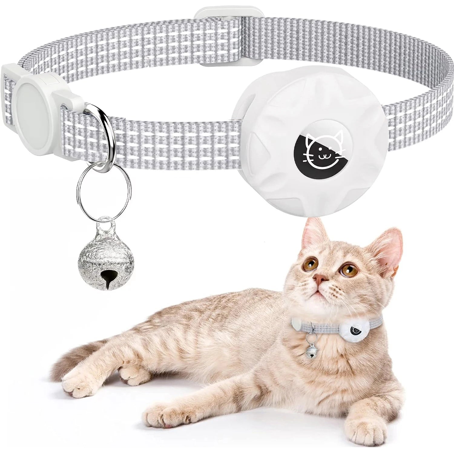 Apple AirTag Cat Collar – Adjustable Reflective GPS Kitten Collar with AirTag Holder & Bell for Boy & Girl Cats