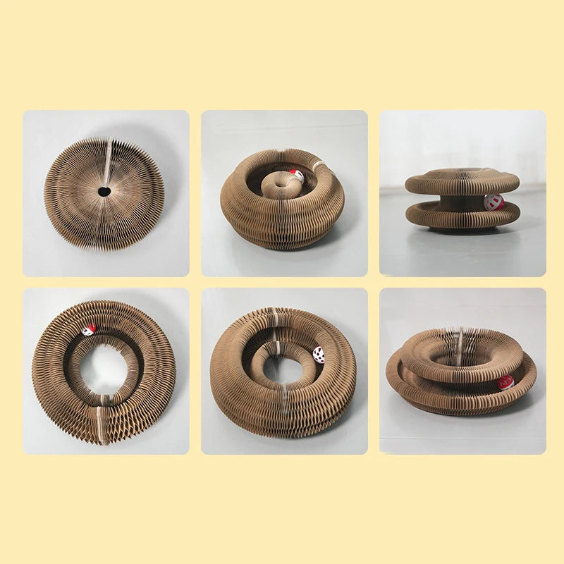 Magic Cat Scratch Organ Board – Round Corrugated Cat Scratching Toy with Ball Track | Claw Grinding & Interactive Play for Kittens and Cats