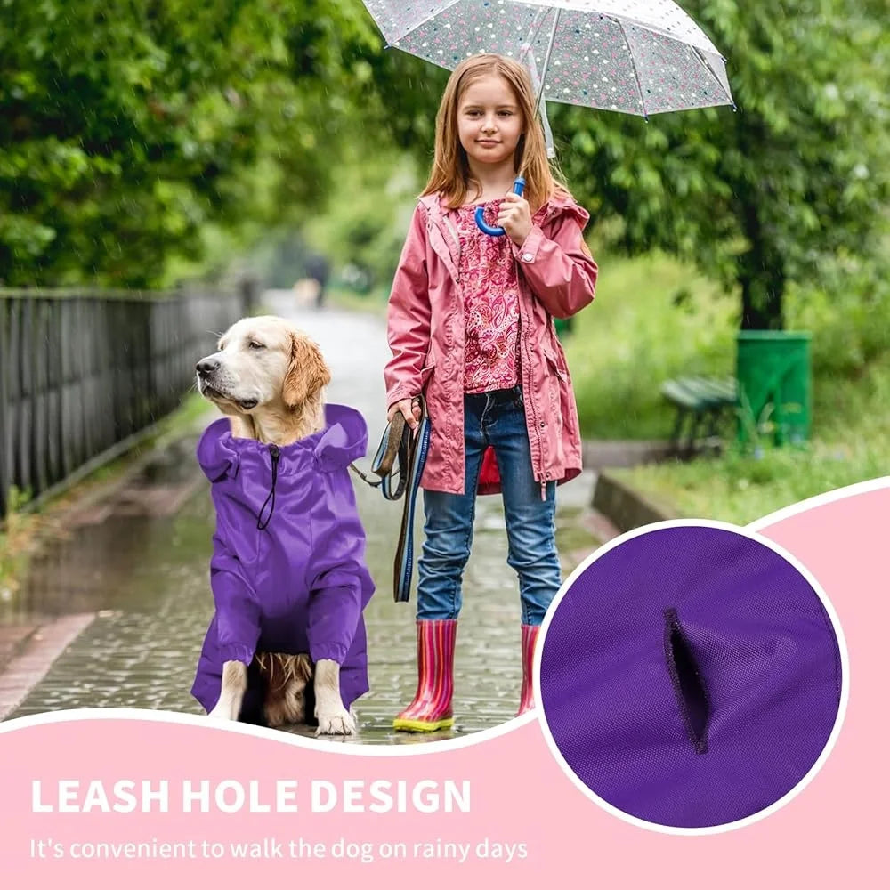 Waterproof Dog Raincoat with Reflective Strips and Leash Hole – Comfortable, Rainproof Jacket for Outdoor Use