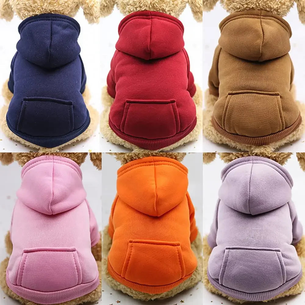 Puppy Pet Hooded Sweatshirt – Two-Legged Autumn/Winter Outfit with Pocket for Cats & Dogs