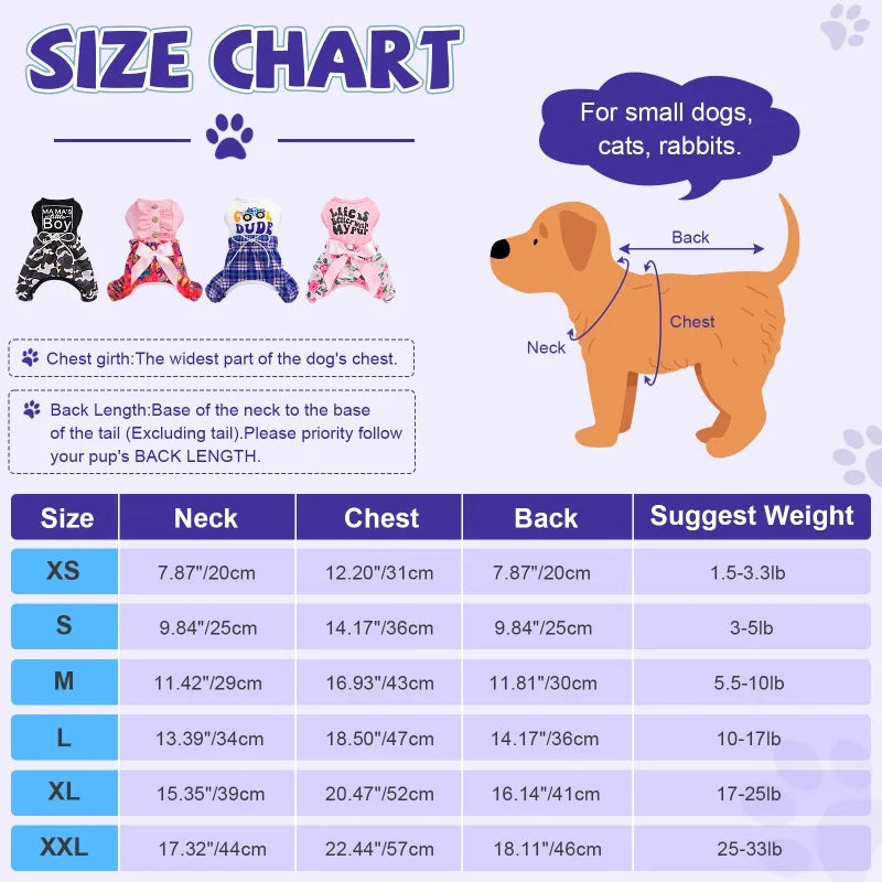 Soft & Stretchy Dog Pajamas – Cute Onesie for Small to Large Dogs