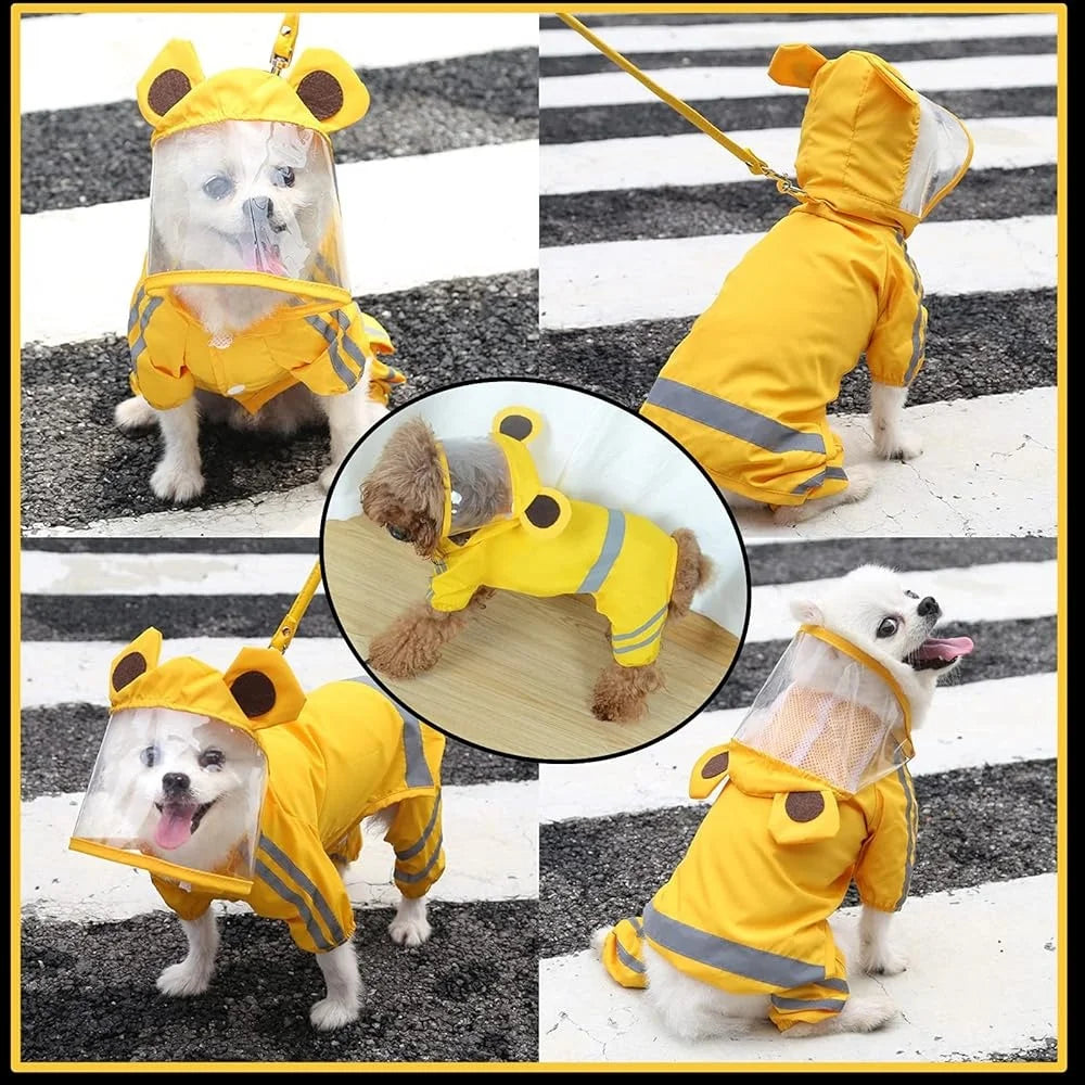 Waterproof Reflective Dog Rain Jacket Poncho with Leash Hole – Medium Dogs