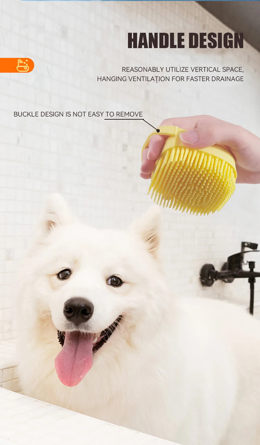 Dog Bath Brush – Silicone Pet Shampoo Scrubber & Soap Dispenser, Cat Massage Grooming Comb, Soft Rubber Puppy Cleaning Brush