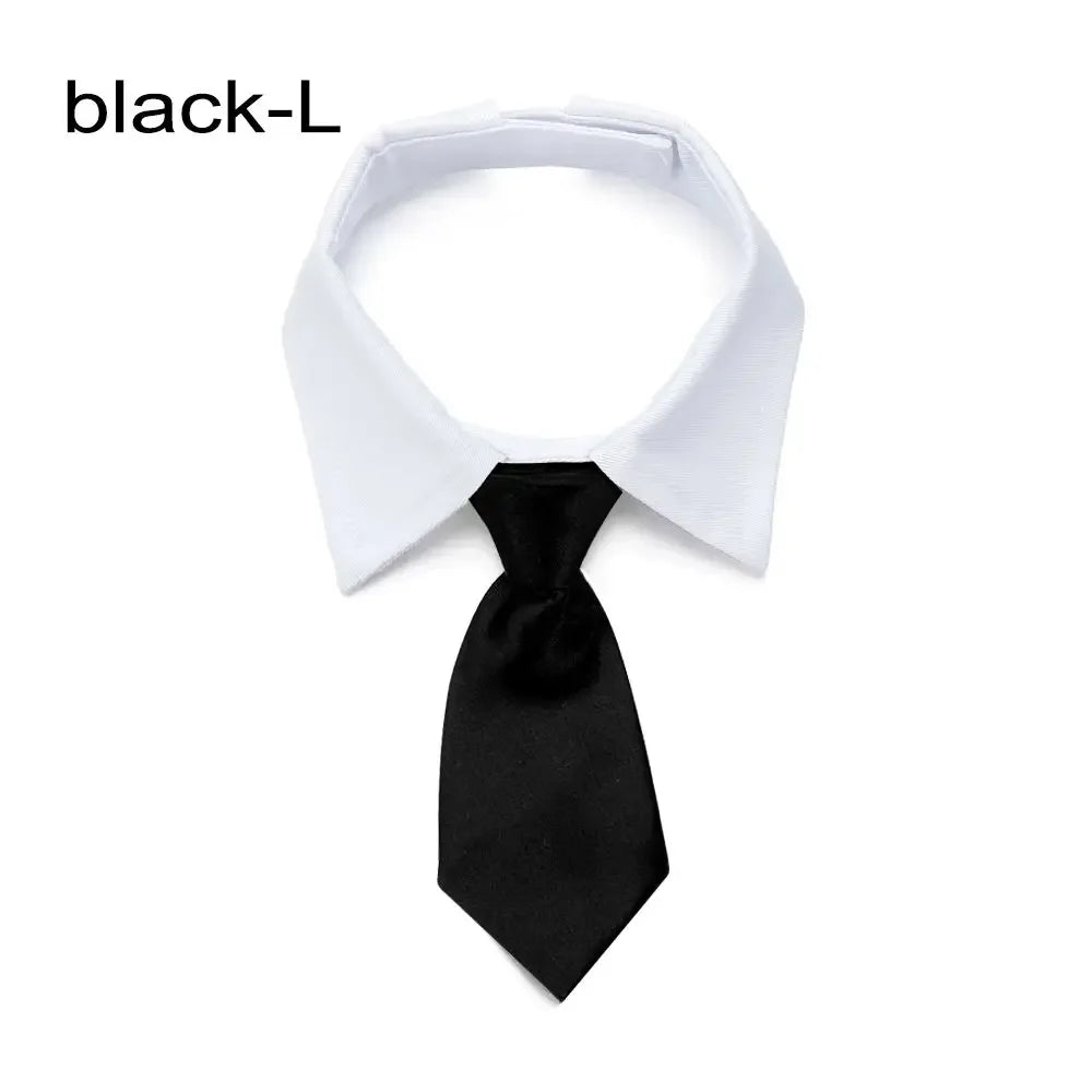 Formal Pet Tuxedo Necktie – Black & Red Bow Tie Collar for Dogs and Cats