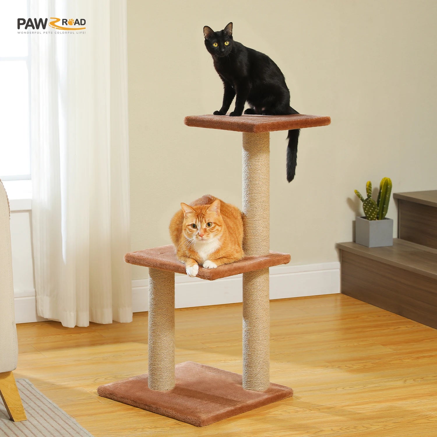 Cat Tree Tower for Indoor Cats – 2 Styles Cat Activity Center with Scratching Posts, Large Hammock & Removable Top Perch (Grey)