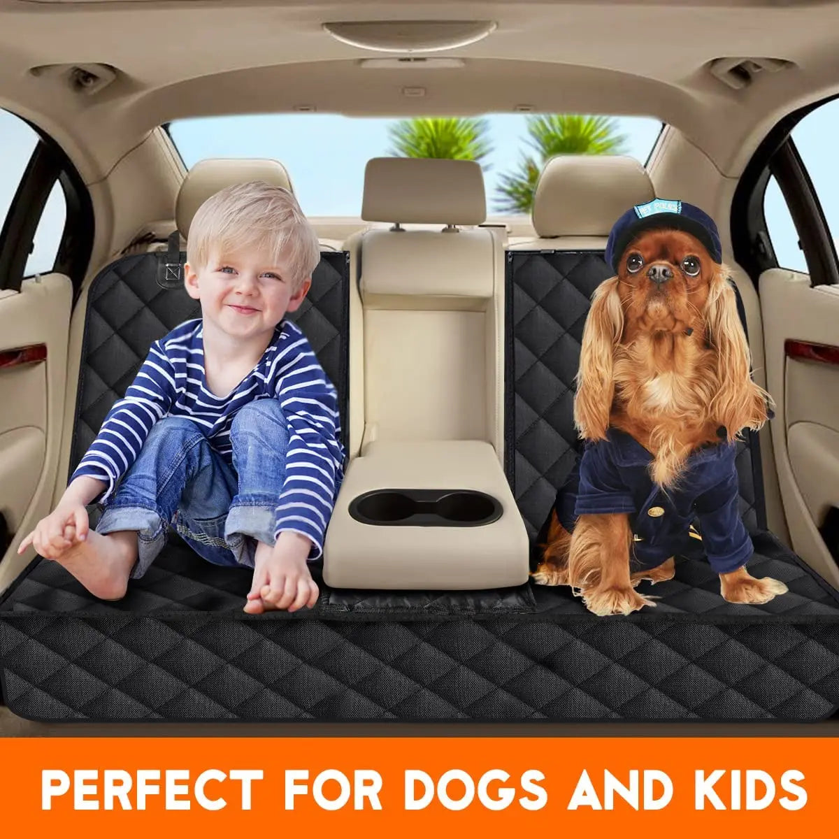 Pet Dog Car Seat Cover – Foldable Waterproof Travel Carrier Mat | Non-Slip Rear Seat Protector for Medium & Large Dogs