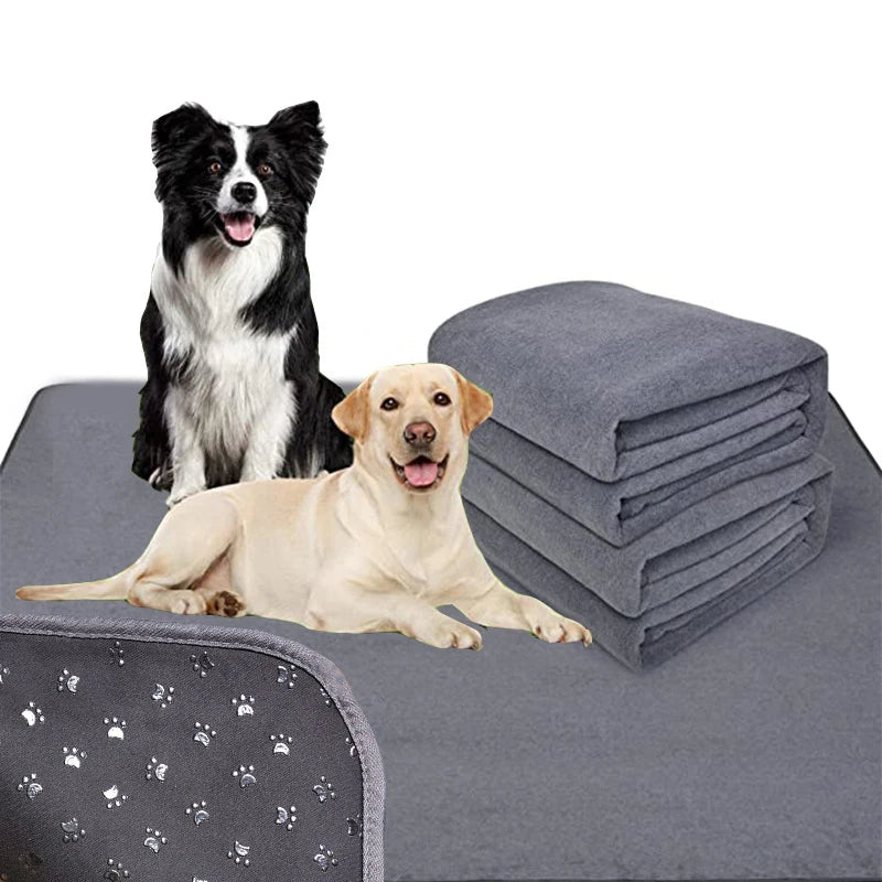 Waterproof Reusable Dog Pee Pad – Extra Large Absorbent Pet Bed Mat with Cute Dog Paw Prints