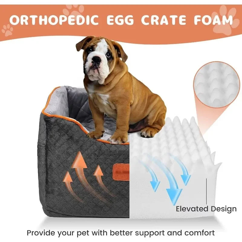 Tool Memory Foam Booster Dog Car Seat – Anti-Slip Sturdy Travel Seat for Small & Medium Dogs | Washable Removable Cover, Guaranteed Authentic