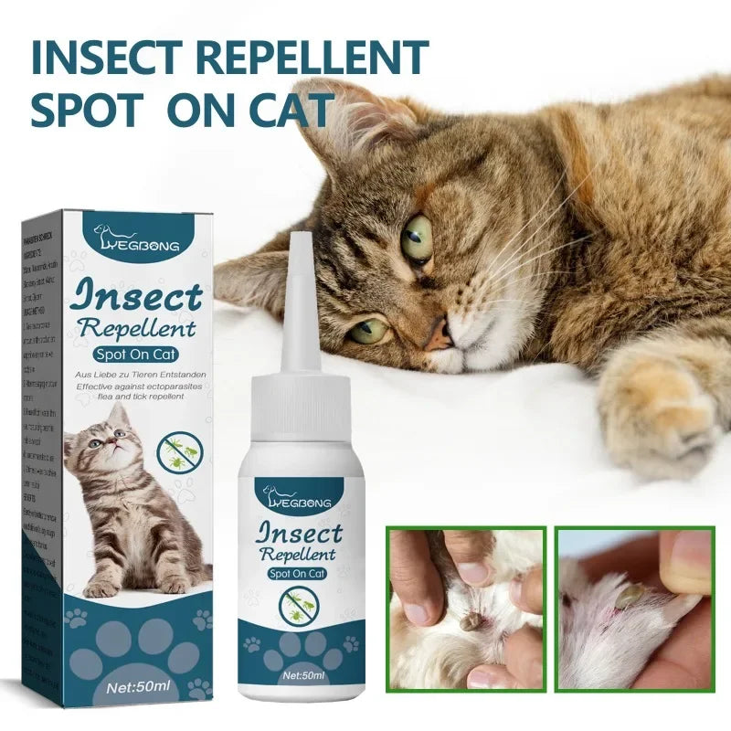 50ml Pet Anti-Flea and Tick Agent – External Deworming Solution for Cats and Dogs