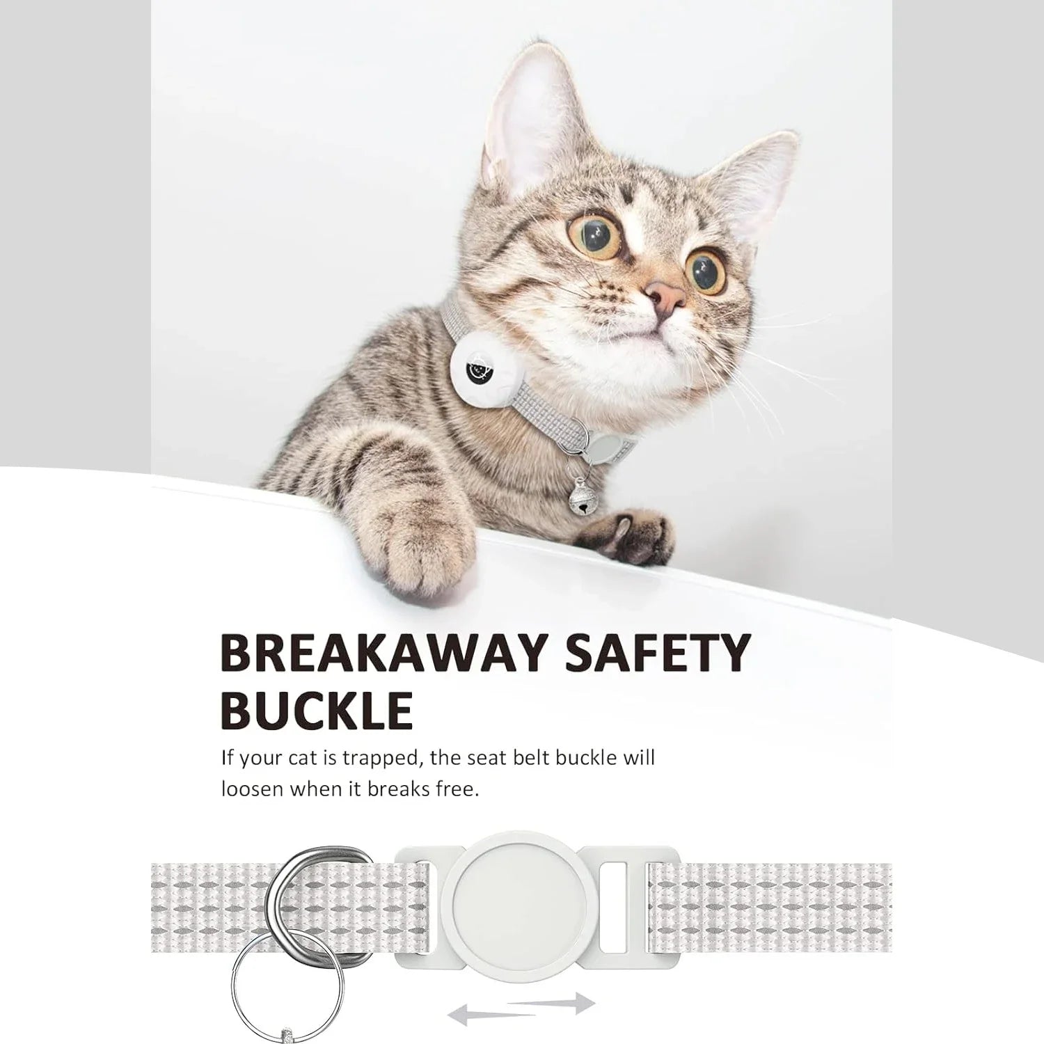 Apple AirTag Cat Collar – Adjustable Reflective GPS Kitten Collar with AirTag Holder & Bell for Boy & Girl Cats