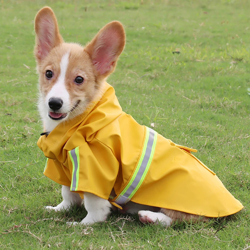 Waterproof Dog Raincoat – Hooded Reflective Cloak for Large Dogs