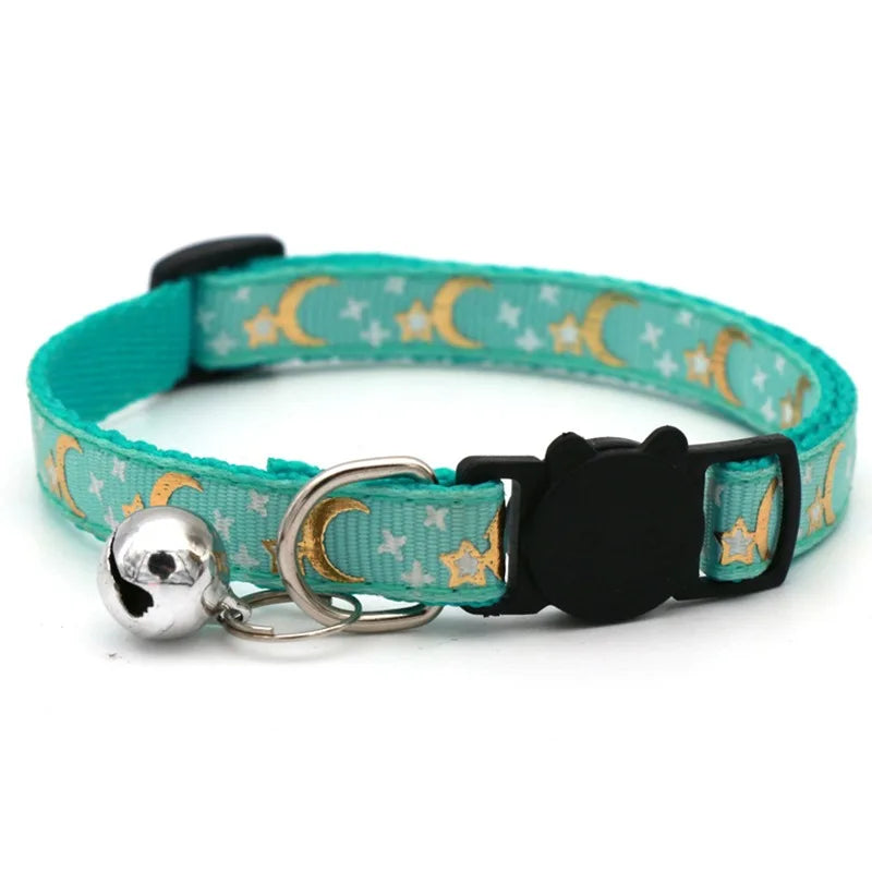 Adjustable Pet Collar with Bell – Colorful Cartoon Footprint Design for Puppies, Dogs & Cats