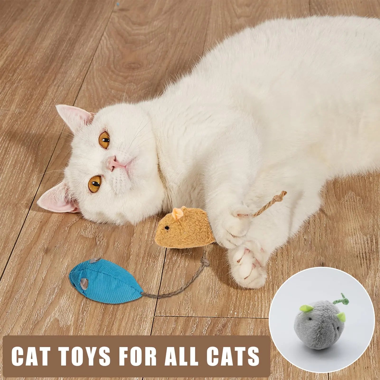 8-Pack Simulated Mouse Cat Toys – Interactive Catnip Toys for Indoor Cats and Kittens