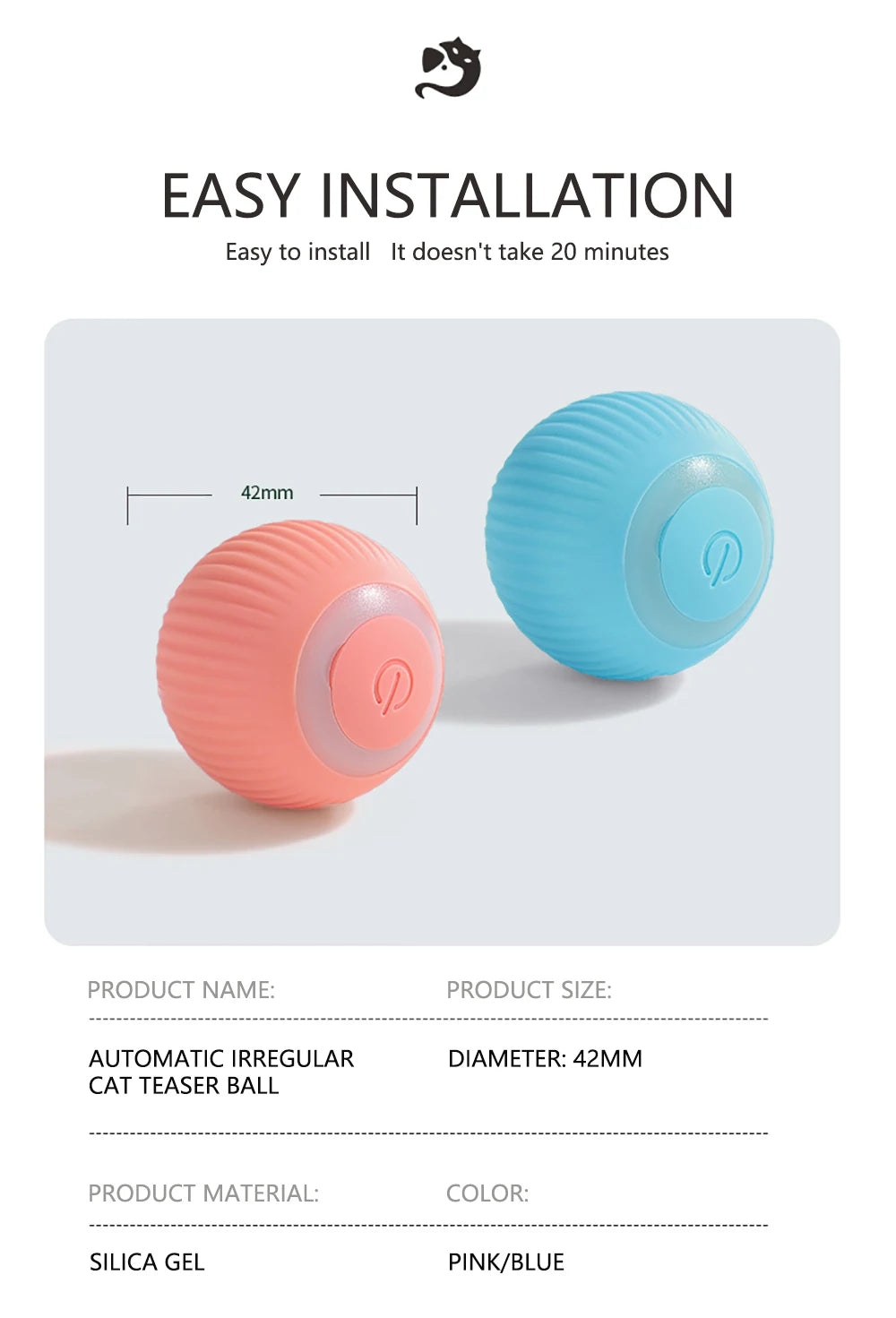 Smart Electronic Interactive Pet Toy Ball – USB Rechargeable Moving, Jumping & Bouncing Ball for Dogs & Cats