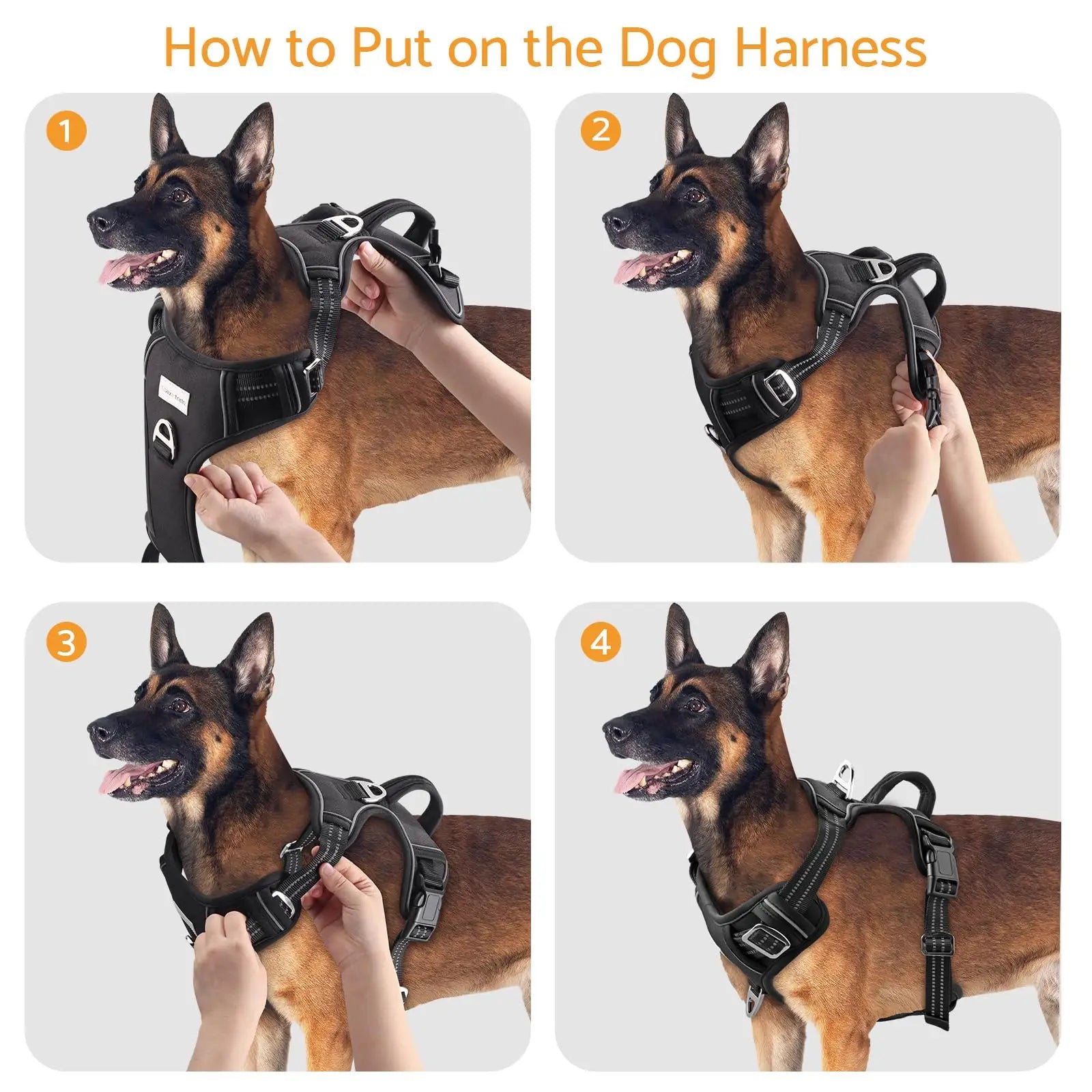 No-Pull Adjustable Dog Harness – Reflective Padded Vest with Dual Leash Clips for Large Dogs