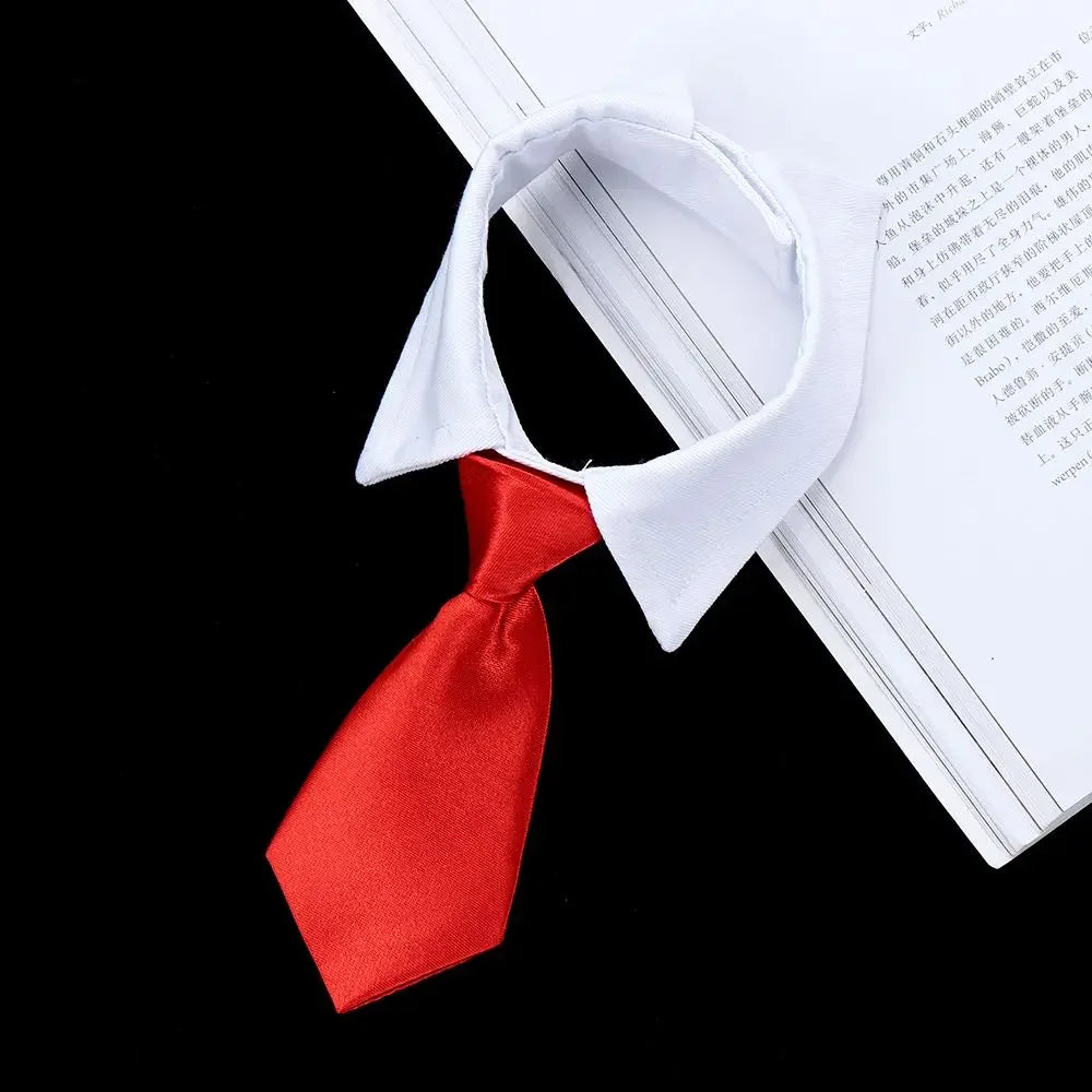 Formal Pet Tuxedo Necktie – Black & Red Bow Tie Collar for Dogs and Cats