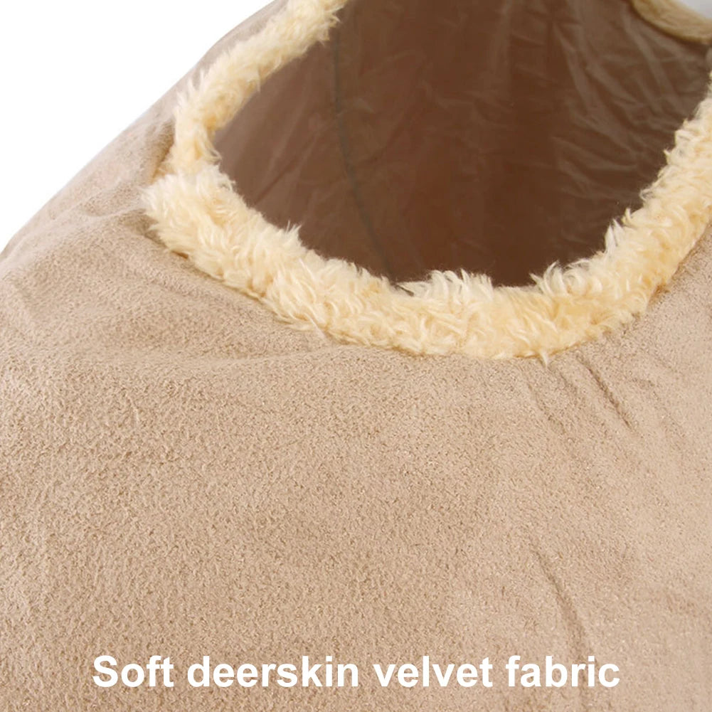 Plush Foldable Cat Tunnel – Warm Winter Play Tube with Hanging Ball for Cats, Kittens, Puppies & Small Pets