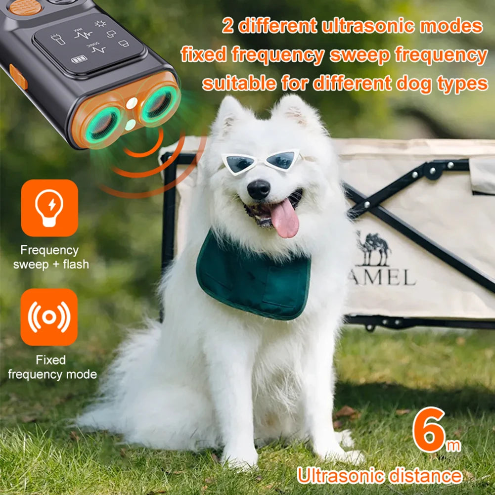 Ultrasonic Dog Bark Control Device – Rechargeable with LED Flashlight