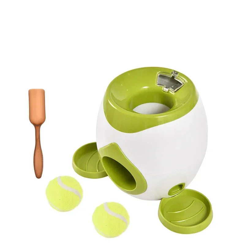 Interactive Pet Tennis Ball Launcher – Food Reward Machine & Training Toy for Dogs and Cats