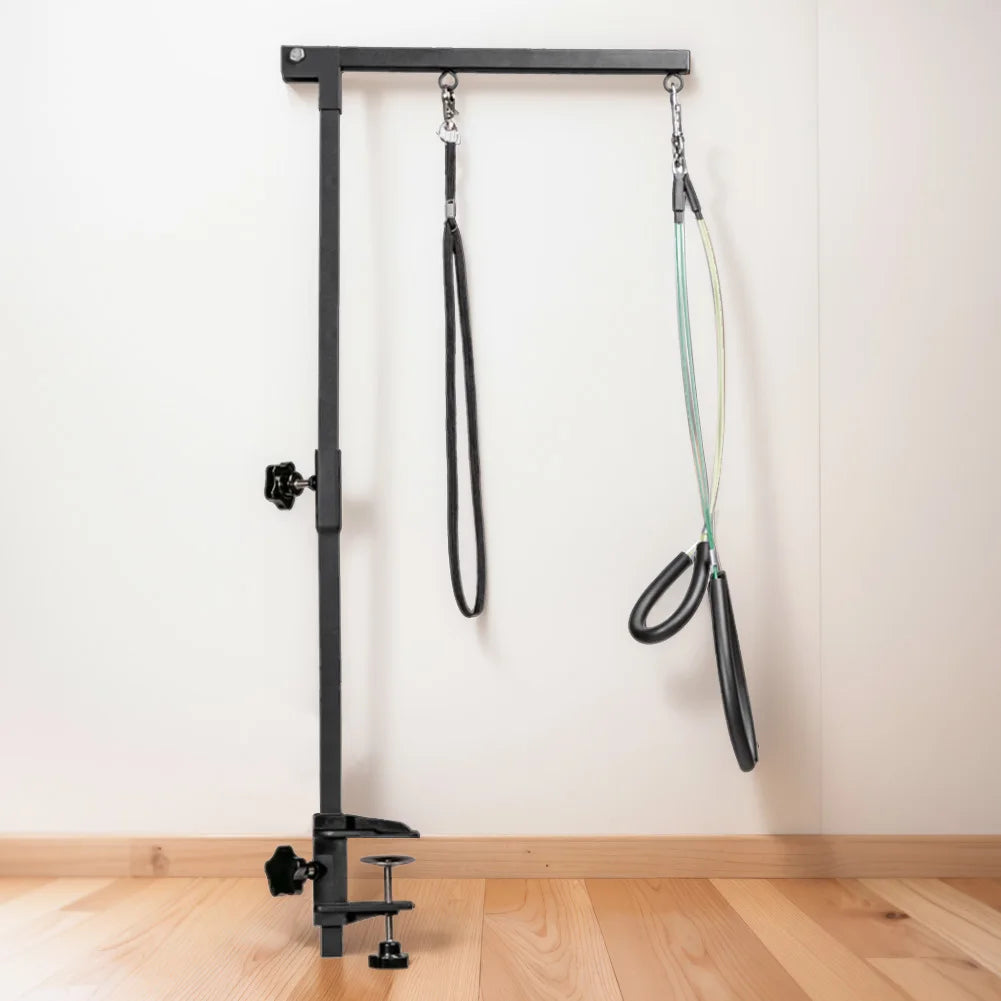 Stainless Steel Dog Grooming Stand with Adjustable Arm & Restraint Rope