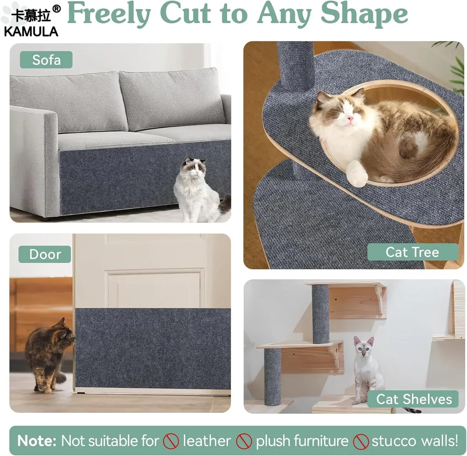 CSelf-Adhesive Cat Scratching Mat – Trimmable Furniture Protector for Sofa & Carpet Surfaces