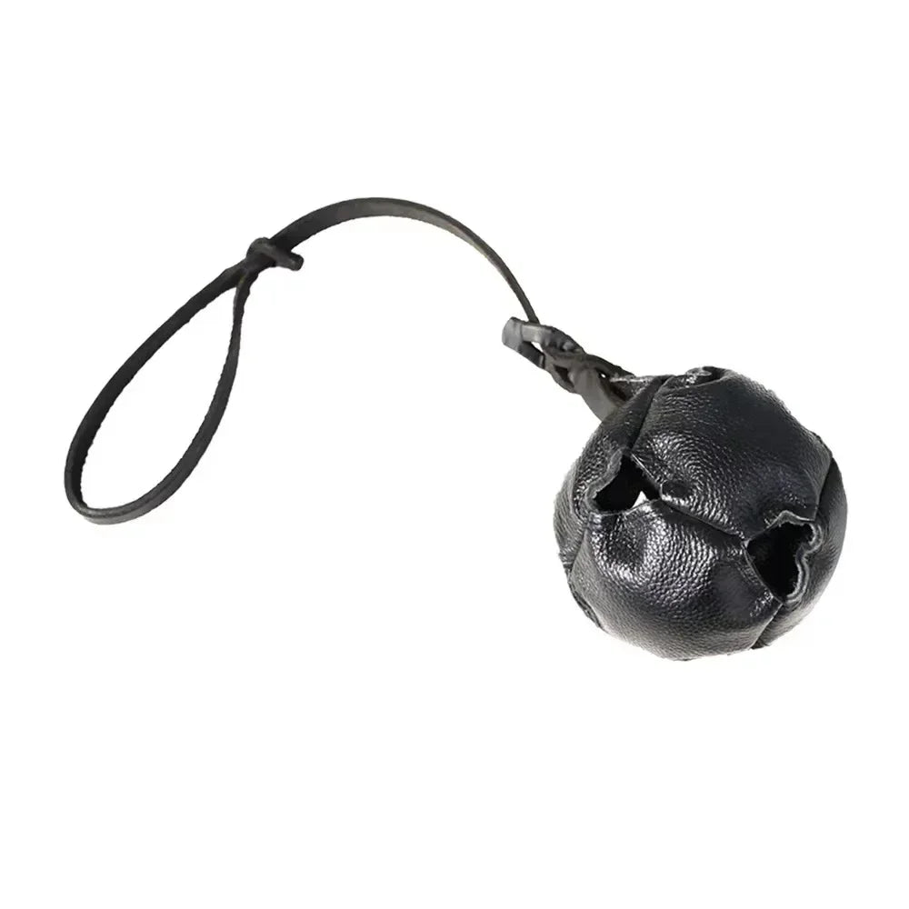Leather Dog Training Ball – Tug & Bite Toy with Handle