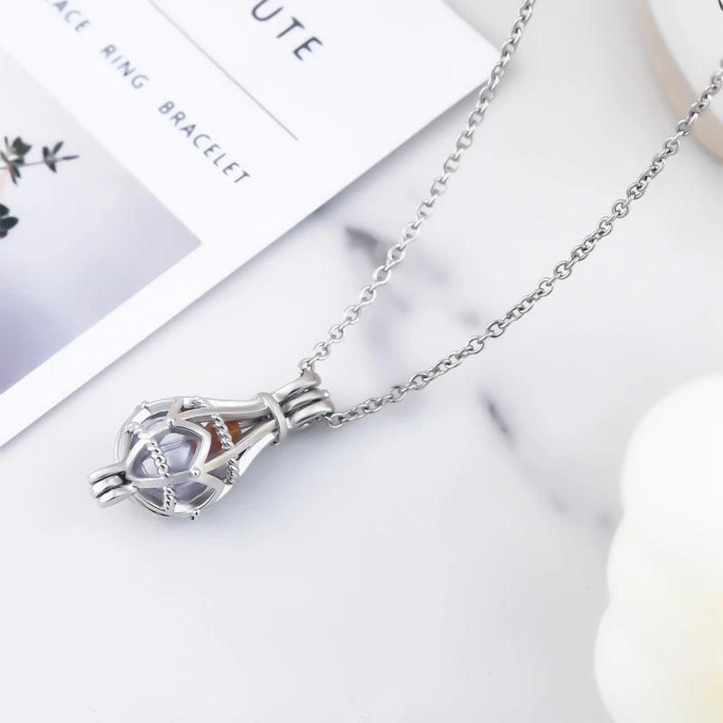Hollow Teardrop Keepsake Urn Necklace for Ashes – Openwork Memorial Locket Pendant