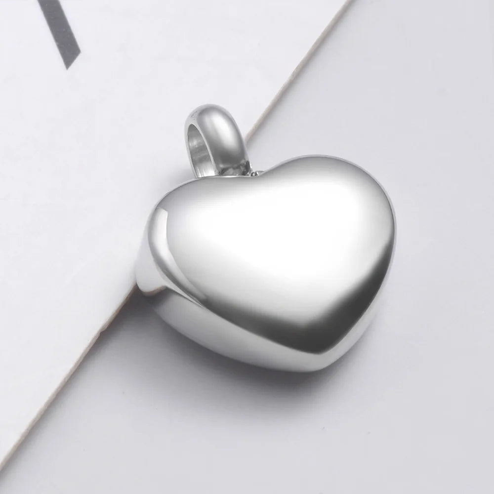 Small Heart Cremation Urn Necklace – Stainless Steel Memorial Keepsake Ash Pendant Jewelry