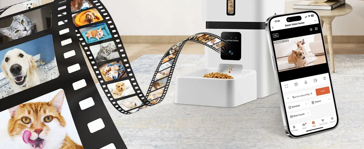 Automatic Dog & Cat Feeder with Camera – 5G WiFi Smart App Control, HD 1080P Video Recording, Timed Pet Food Dispenser