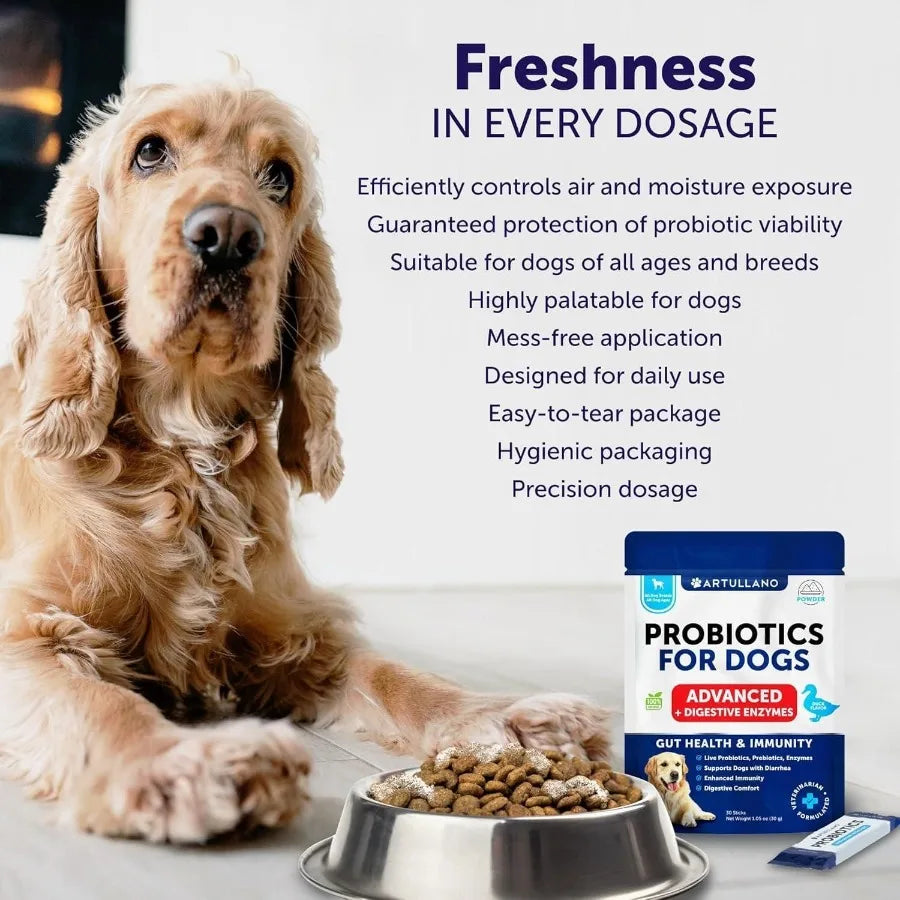 Probiotic Powder for Dogs – Gut Health, Allergy & Immunity Support – 30 Stick Packs
