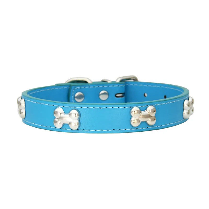 Bone Design Leather Pet Collar – Durable & Stylish Collar for Small and Large Dogs or Cats