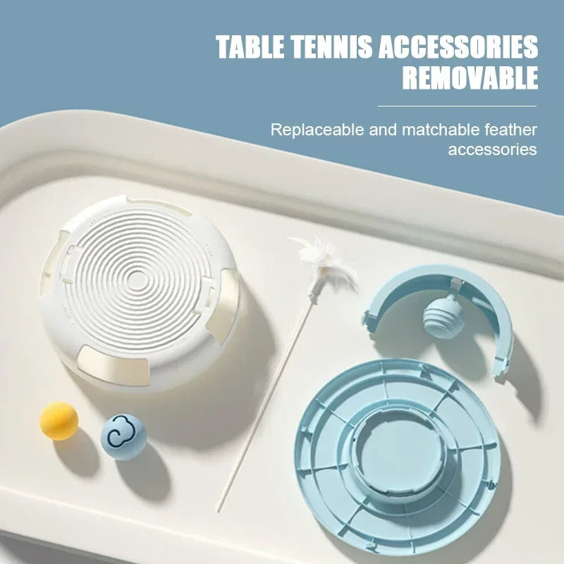 Gravity Turntable Cat Toy – Table Tennis & Catnip Ball for Interactive Play