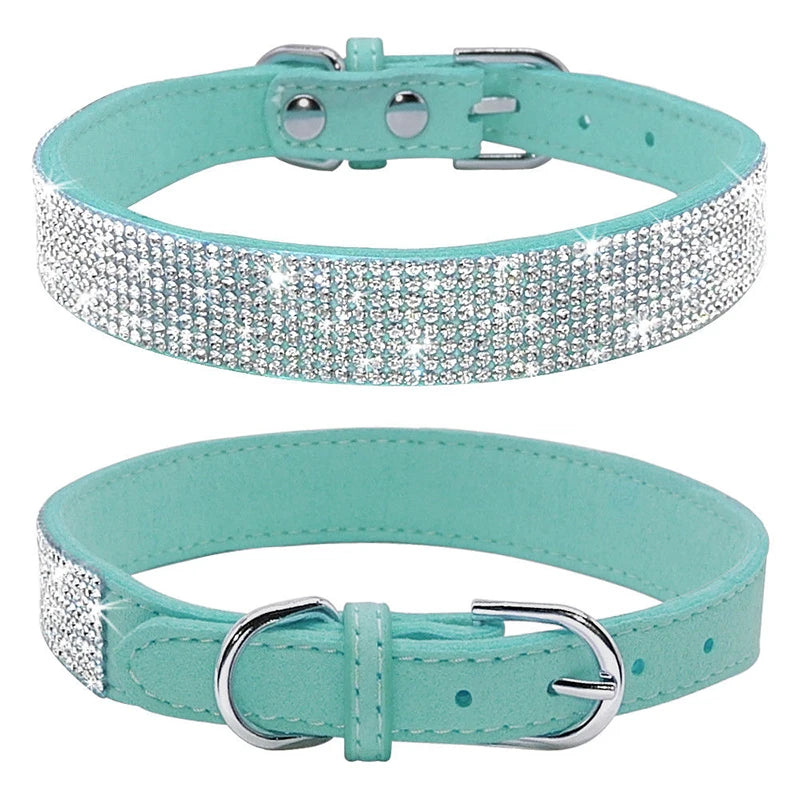 Crystal Glitter Rhinestone Dog Collar – Sparkling Pet Collar with Zinc Alloy Buckle for Small & Medium Dogs and Cats