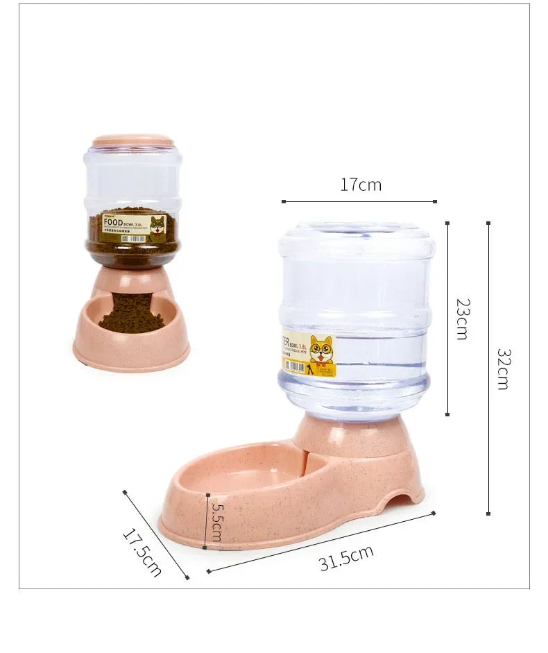 Automatic Dog & Cat Feeder with Water Bottle – 2-in-1 Pet Feeding & Drinking Station