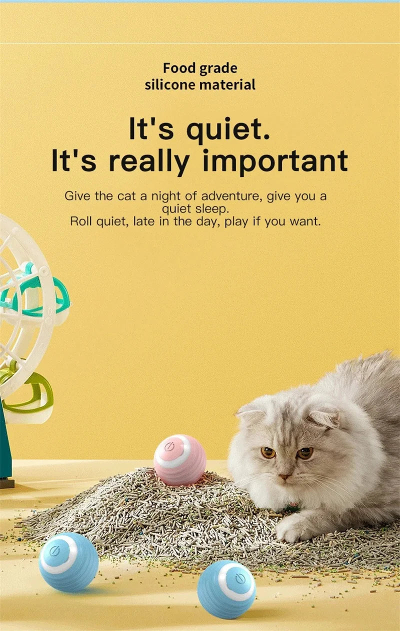 Automatic Rolling Cat Toy Ball – Self-Moving Electric Ball for Kitten Training & Play