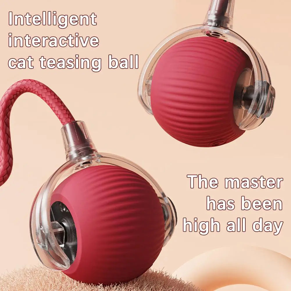 Rechargeable Automatic Cat Ball Toy – Smart Rolling Ball with Faux Tail for Interactive Play