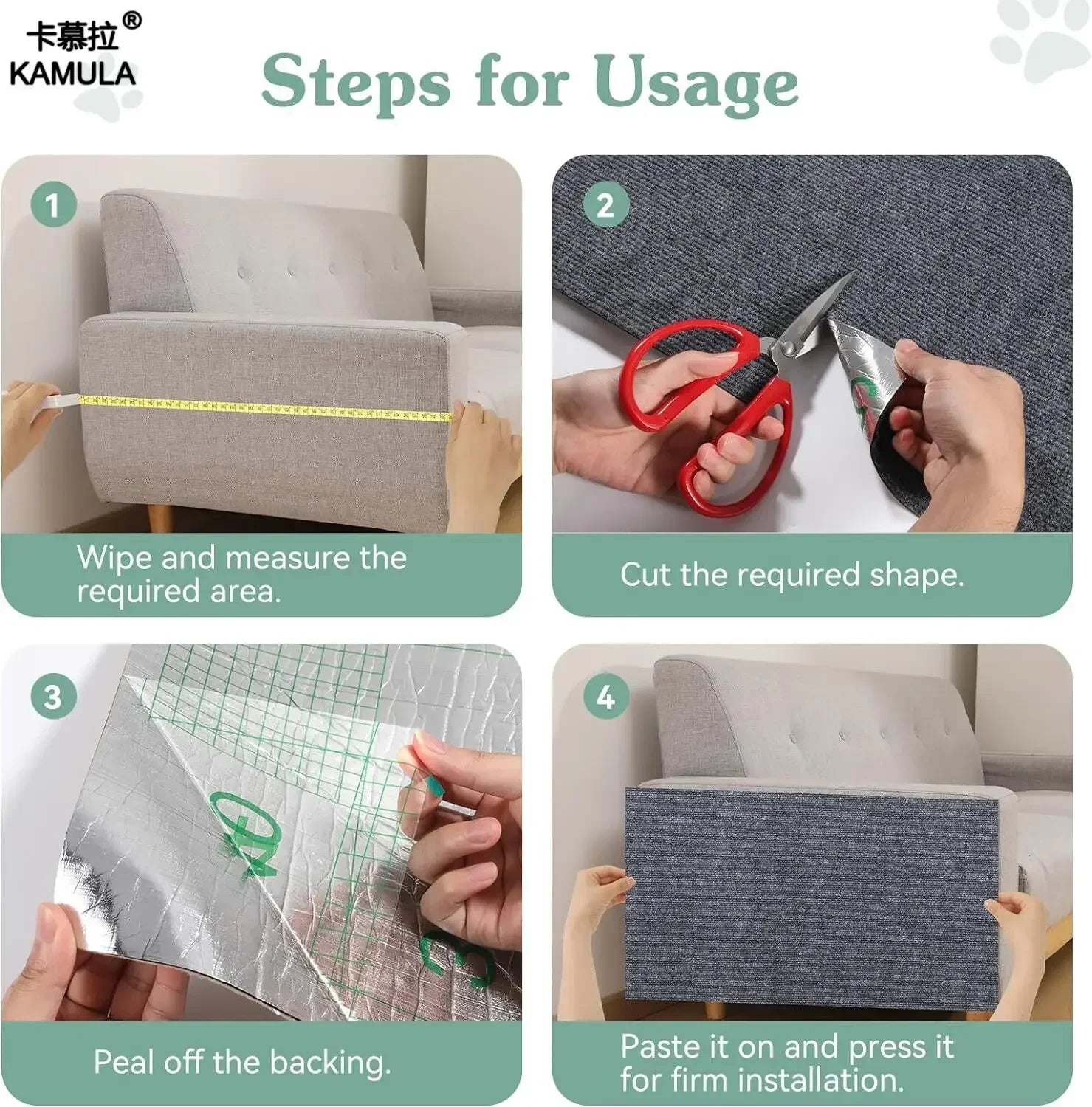 CSelf-Adhesive Cat Scratching Mat – Trimmable Furniture Protector for Sofa & Carpet Surfaces