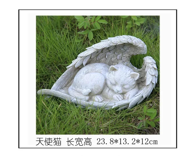 Personalized Pet Memorial Stone – Angel Dog or Cat Resin Tombstone Ornament