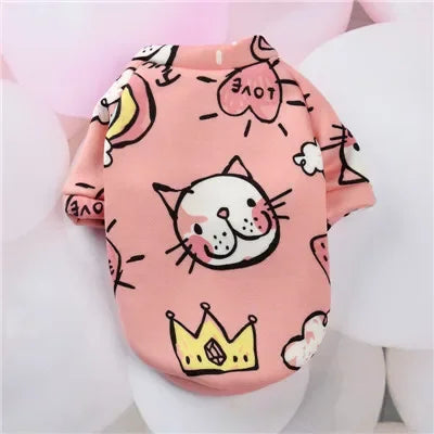 Cartoon Pet Hoodie – Winter Sweatshirt Coat for Small Dogs & Cats