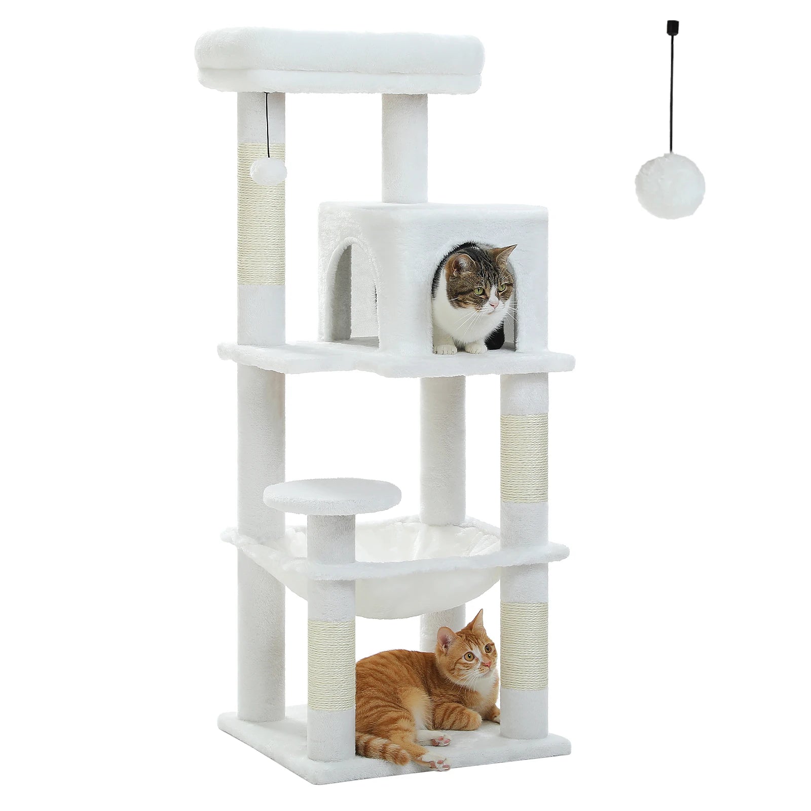 Adjustable Floor-to-Ceiling Cat Tree Tower – Tall Indoor Cat Furniture with Hammock, Cozy Condo & Sisal Scratching Posts