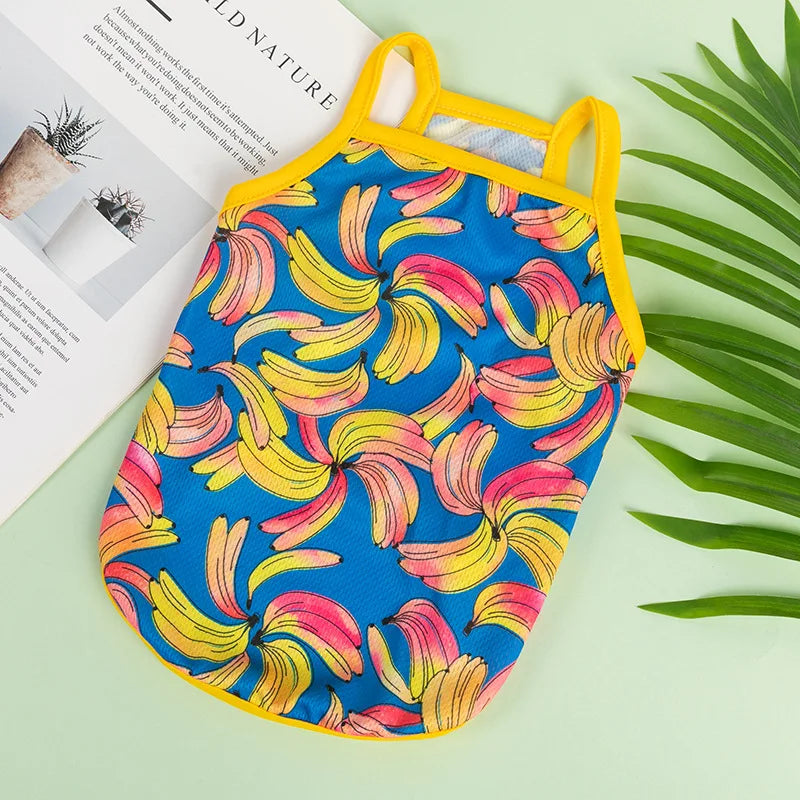 Ultra-Thin Summer Cooling Vest for Dogs & Cats – Breathable Fruit Print Pet T-Shirt (XS–XXL)
