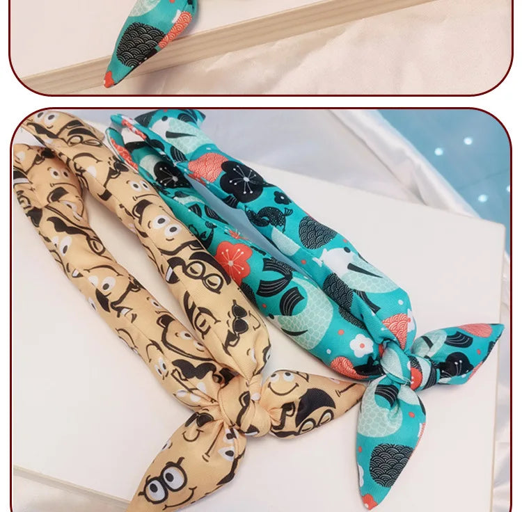 Japanese Farmhouse Style Dog Bandana – Soft Cotton Pet Scarf with Bow Accent for Akita, Shiba & More