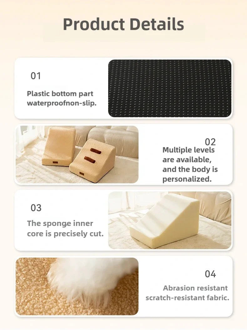 2/3 Step Non-Slip Puppy Stairs – Pet Ramp Ladder for Sofa & Bed Access