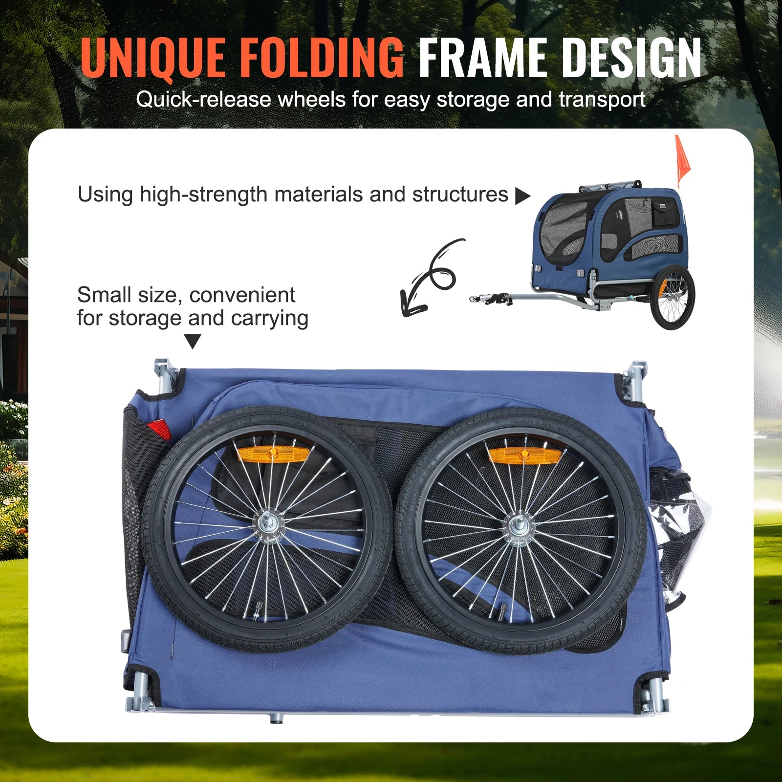 SucceBuy 100 lbs Pet Bicycle Trailer – Collapsible Dog Bike Carrier with Coupler, Reflectors & Safety Flag