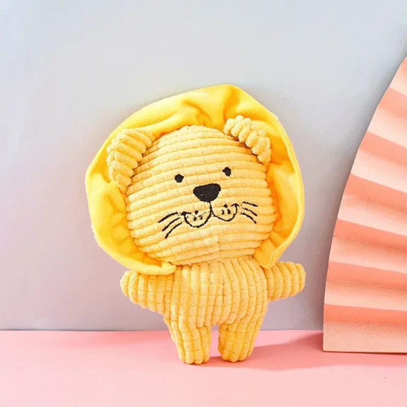 Plush Dog Toy – Bite-Resistant Squeaky Animal Toy for Small, Medium & Large Dogs | Interactive Cute Lion/Rabbit Shape
