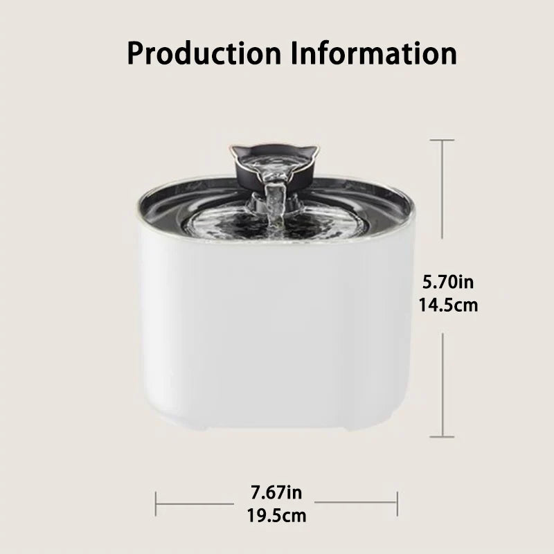 Cat Water Fountain – USB Quiet Pump, Automatic Recirculating Pet Water Dispenser for Cats & Small Dogs with Filter